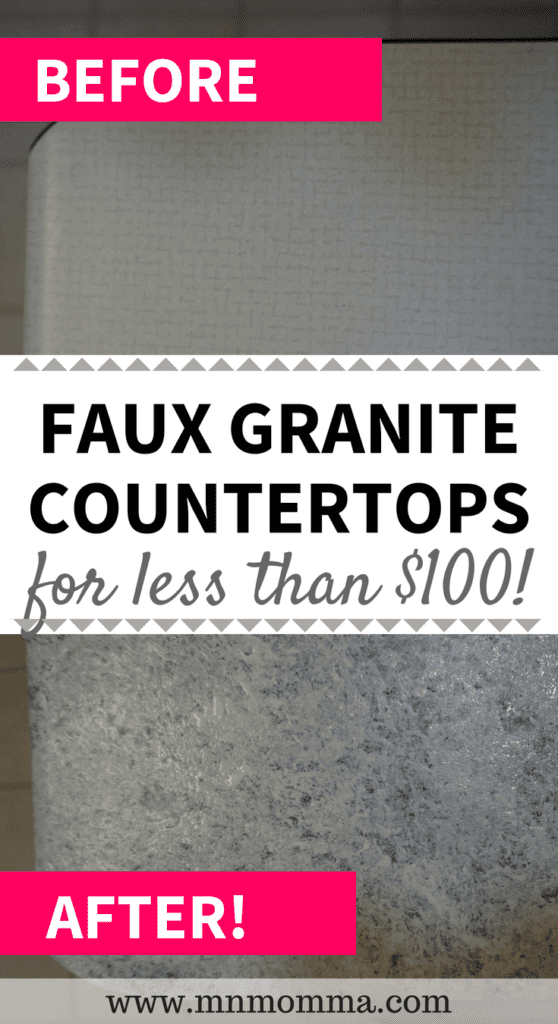 faux granite countertops for less than $100! Easy to follow steps to updating your kitchen countertops with Giani Countertop paint!
