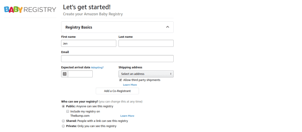 Amazon Baby Registry - Adding Details