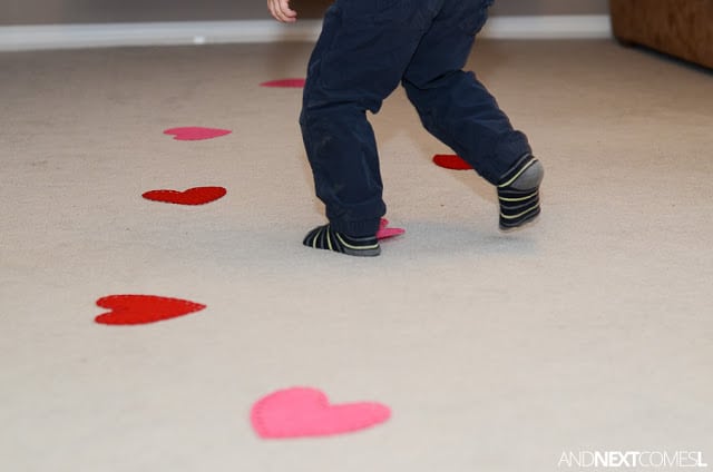 Valentine's Day Activities for toddlers and preschoolers - hop game