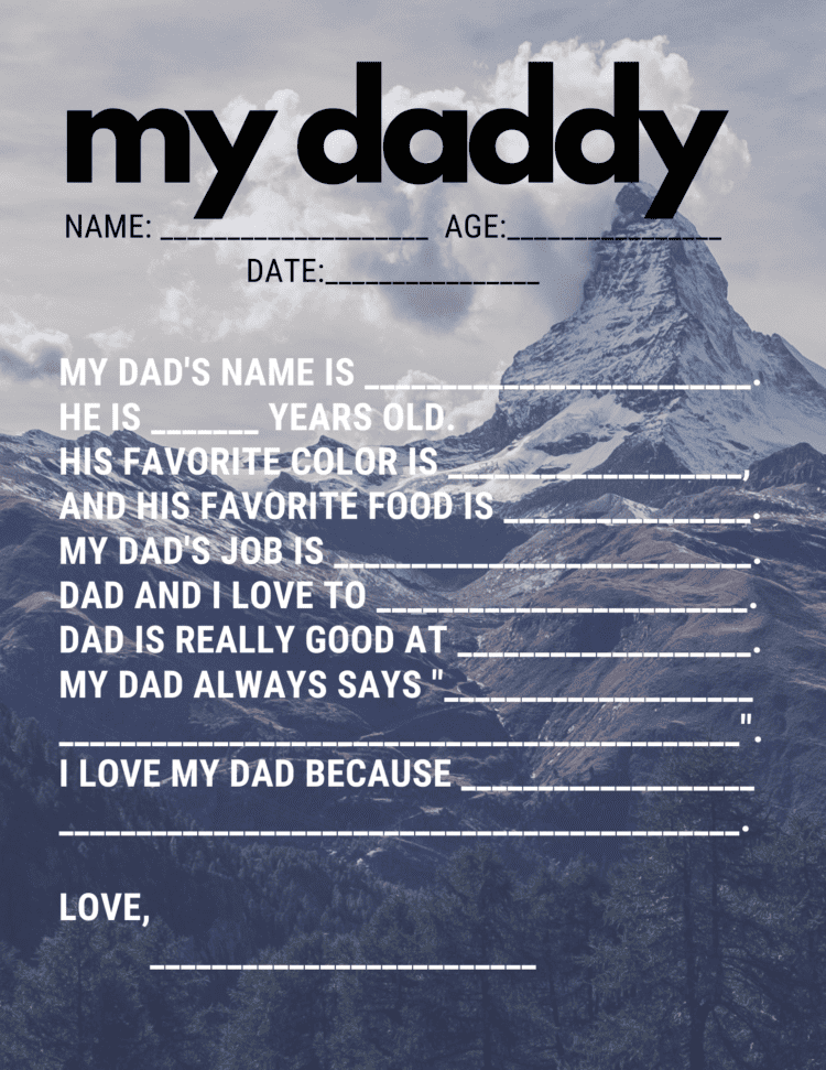 FREE All About My Dad - Father's Day Interview Printable - Minnesota Momma