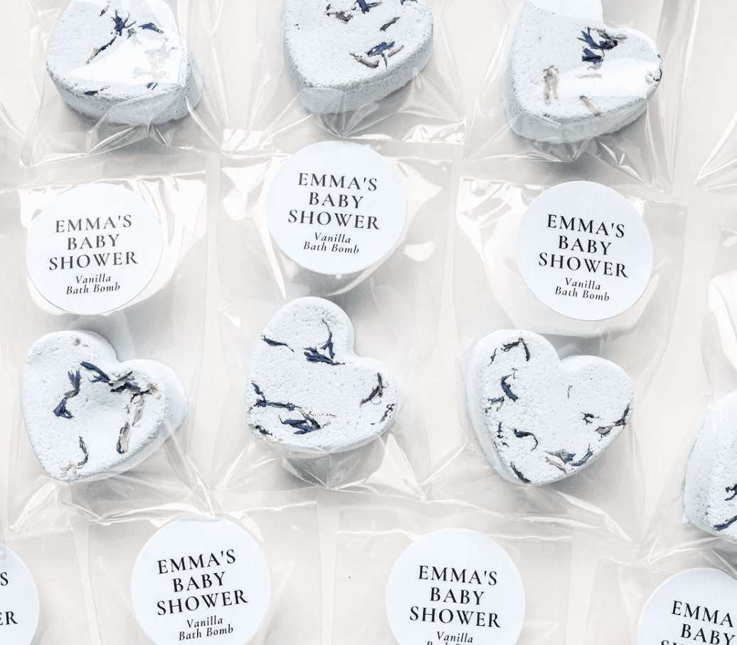 Personalized Heart Mini Blue Bath Bomb - Baby Shower Favors