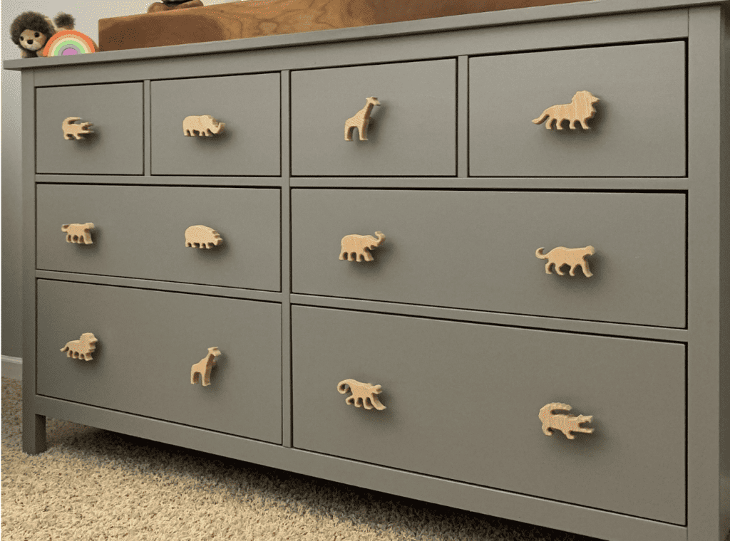 ikea nursery ideas - dresser drawer pulls safari