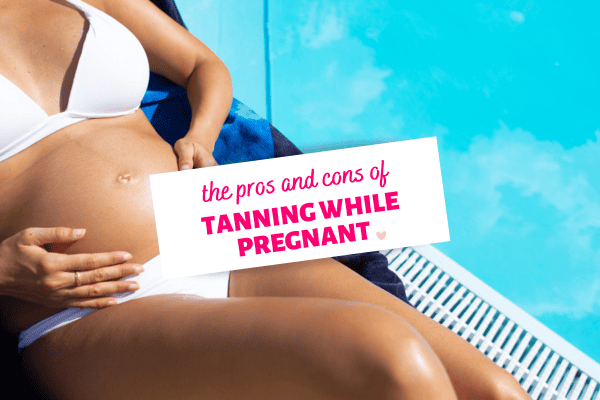 pros and cons of tanning while pregnant - image of expecting mom laying in a swimsuit in the sun