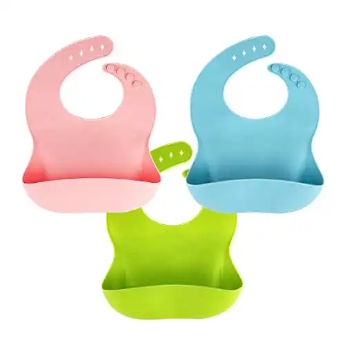 3 Pack Silicone Baby Bib for Babies & Toddlers