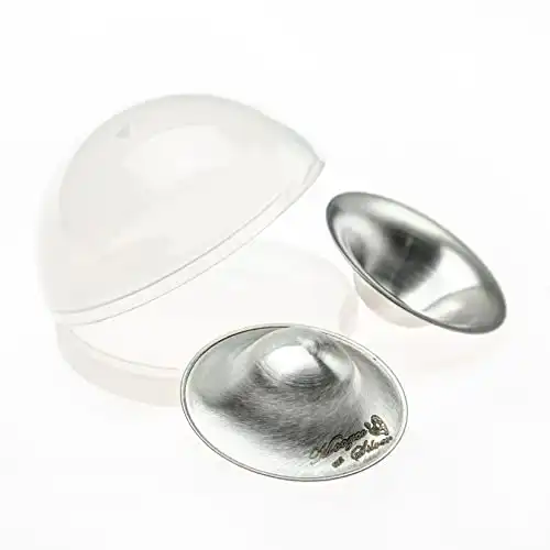 The Original Silver Nursing Cups - Nipple Shields for Nursing Newborn - Newborn Essentials Must Haves - Nipple Covers Breastfeeding - 925 Silver (L Silver Nursing Cups with Carrying Case)