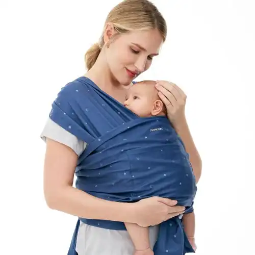 Momcozy Baby Wrap Carrier Slings, Infant Carrier Slings for Newborn up to 50 lbs, Baby Wrap Adjustable for Adult Fits Sizes XXS-XXL, Easy to Wear Baby Carriers, Ergonomic Front Facing/Back, Starry Sky