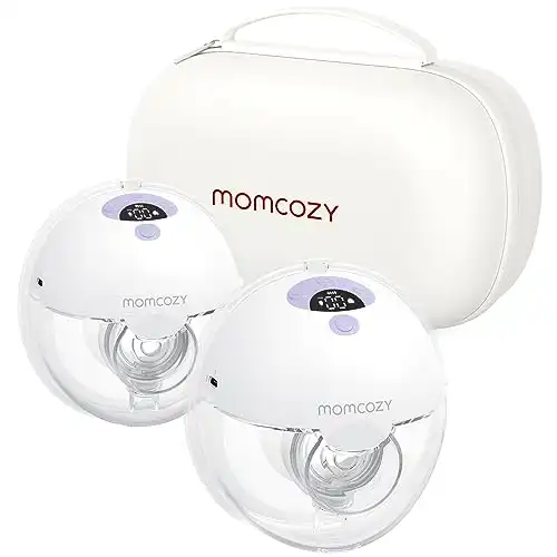 Momcozy Breast Pump Hands Free M5, Wearable Breast Pump of Baby Mouth Double-Sealed Flange with 3 Modes & 9 Levels, Electric Breast Pump Portable - 24mm, 2 Pack Lilac
