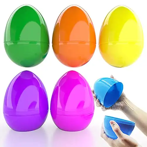 Jumbo Fillable Easter Eggs Colorful Bright Plastic Easter Eggs, Stands Upright, Perfect For Easter Egg Hunt, Surprise Egg, Easter Hunt, Assorted Colors, 6