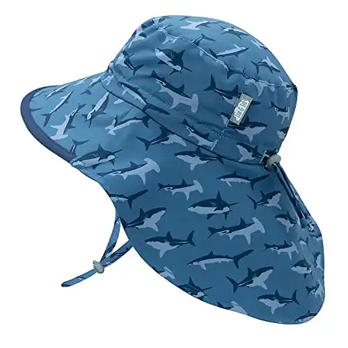 Summer Hats for Toddler Boys, UV Sun Protection (L: 2-5 Years, Shark: Navy Trim)