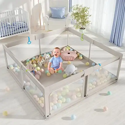 Baby Playpen, Playpen for Babies and Toddlers, Extra Large Playpen, Play pens for Babies and Toddlers (59 * 59inch playpen Without mat)