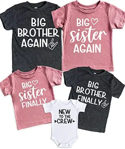 Teeny Fox Big Brother Again Sister Finally New to Crew Sibling Announcement T-Shirt