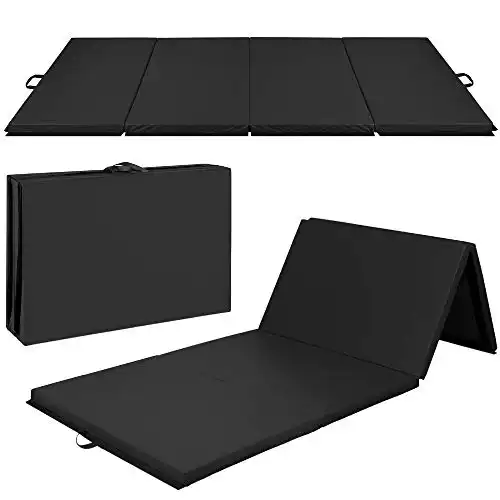 Best Choice Products 10ftx4ftx2in Folding Gym Mat 4-Panel Exercise Gymnastics Aerobics Workout Fitness Floor Mats w/Carrying Handles – Black