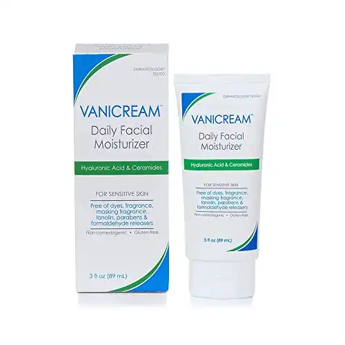 Vanicream Daily Facial Moisturizer With Ceramides and Hyaluronic Acid - Formulated Without Common Irritants for Those with Sensitive Skin, 3 fl oz (Pack of 1)