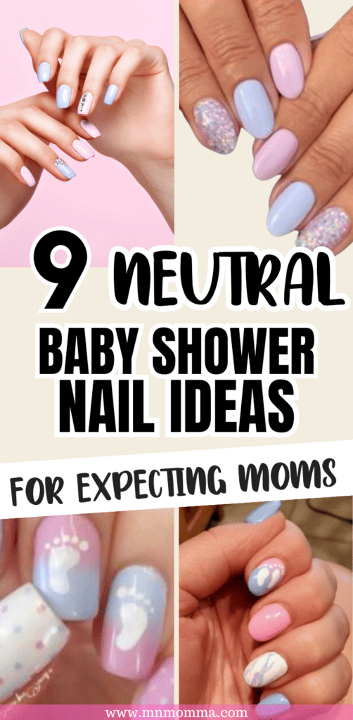 neutral baby shower nail ideas