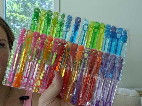 Party Goodie Bag Stuffer: 32 Mini Bubble Wand Toys for Kids