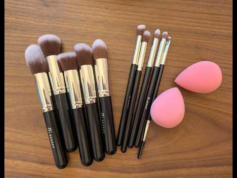 Beakey Makeup Brush Set: 10 Face & Eye Brushes with 2 Sponges for Beginners