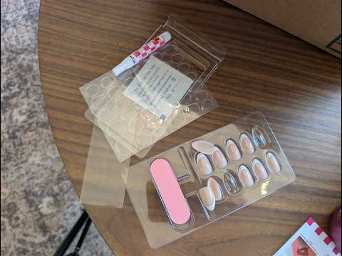 French Almond Gel Press-On Nails: 32-Piece Set with Glue Included